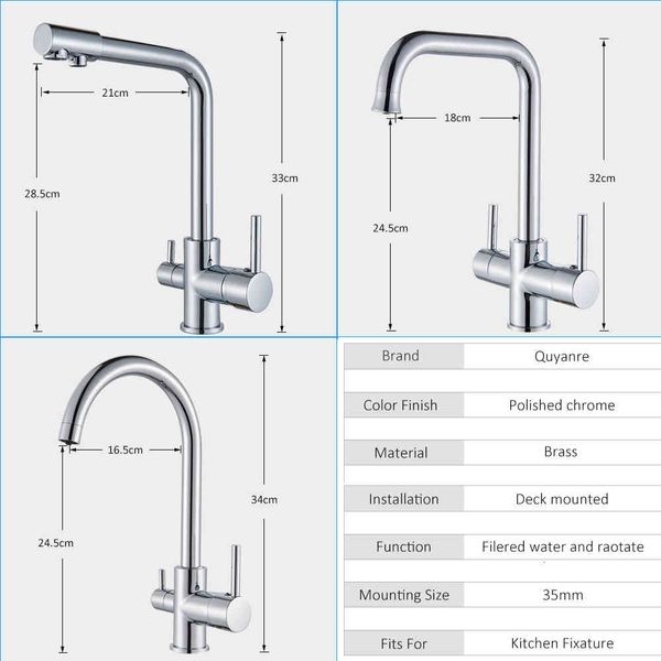 

kitchen faucets chrome waterfilter taps mixer drinking filter 3 way faucet sink h/c j4wp