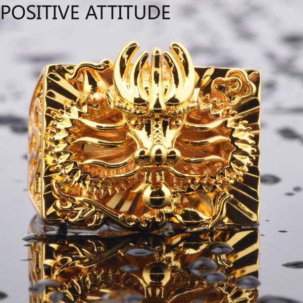 

cluster rings 2021 punk style chinese dragon shaped golden adjustable male ring prom party domineering jewelry gift for men, Golden;silver