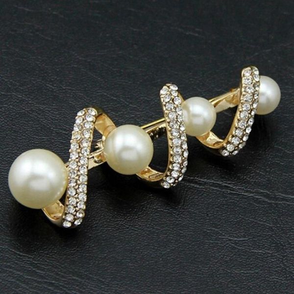 

pins, brooches arrivals women inlaid pearl zircon high-grade brooch spiral collar accessories, Gray