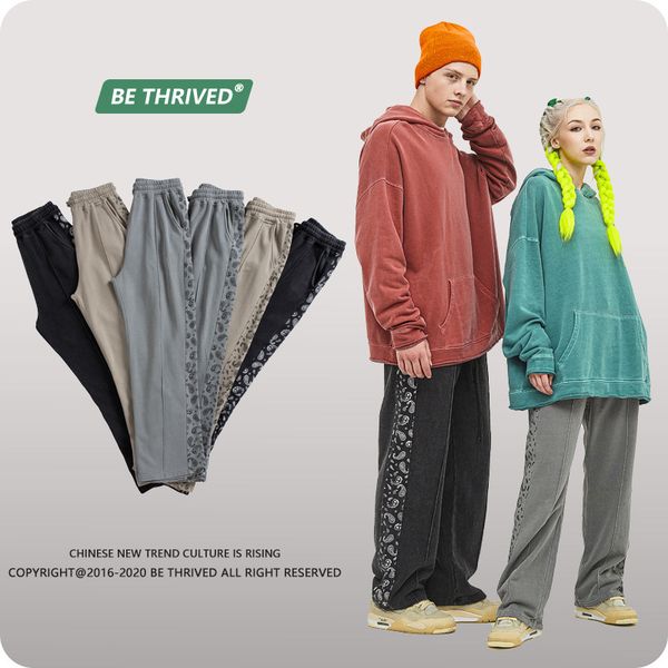 

be men's wear autumn side cashew flower wash loose, Black