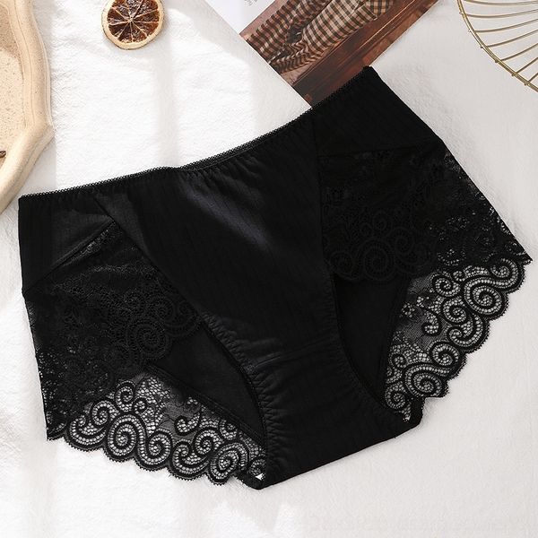 

tk9x cotton mulberry silk antibacterial crotch women's middle waist seamless breathable fattening large womens underwear size 200 bras, Red;black