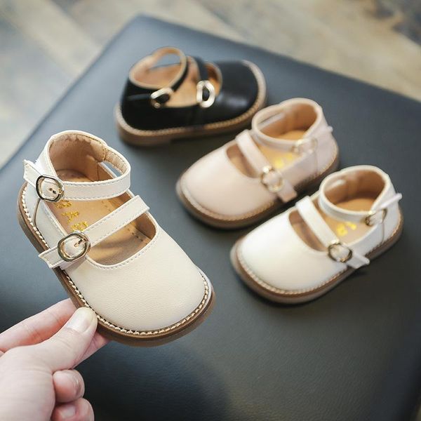 

flat shoes autumn baby girls leather comfortable infant toddler british style children soft bottom non-slip kids princess, Black;grey