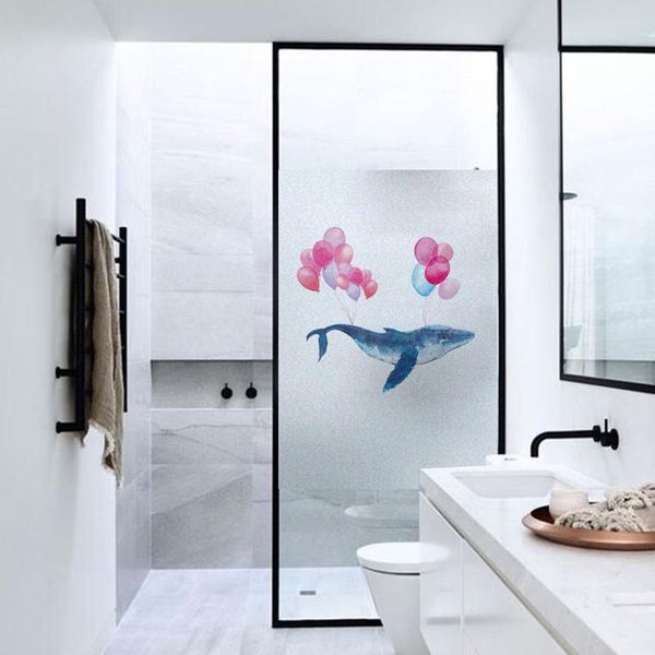 

customized static cling window sticker nordic cartoon whale dolphin frosted stained decorative privacy protection glass stickers