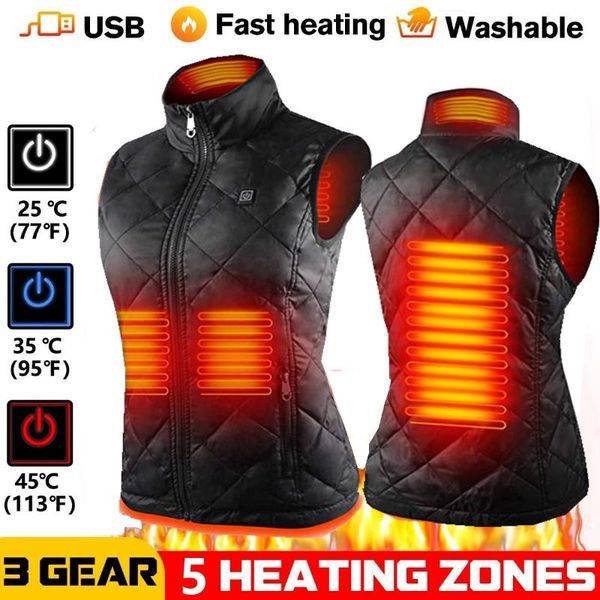 

outdoor t-shirts women heating vest autumn and winter cotton usb infrared electric flexible thermal warm jacket, Gray;blue