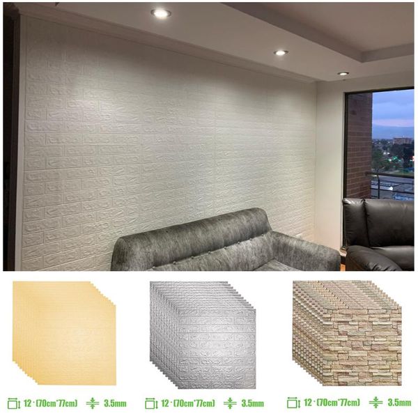 

wallpapers 12pc foam 3d wall stickers self adhesive wallpaper home decor living room bedroom decoration bathroom waterproof soft panel