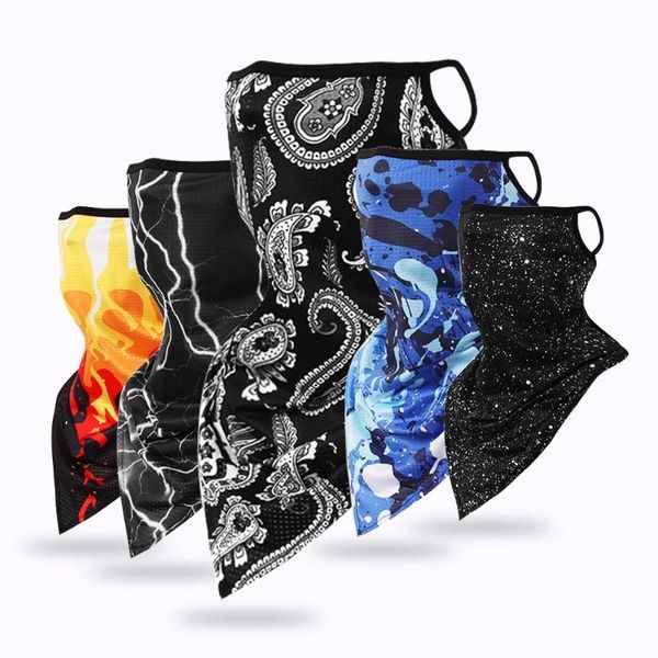 

scarves 2021 triangle bandana half face hanging ear mask scarf silk neck gaiter uv sun cover smooth breathable headband, Blue;gray