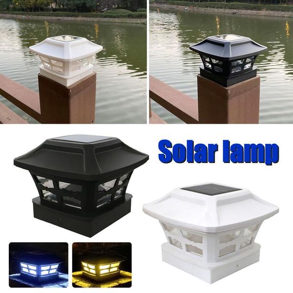 

outdoor wall lamps solar power led deck cap post light bright two-color fence lights garden holiday bar party lamp