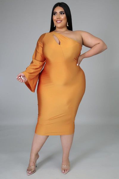 

slim fit cross-shoulder uneven length of sleeves slim-fit bandage women's dress lady summer plus size black green orange casual dresses, Black;gray
