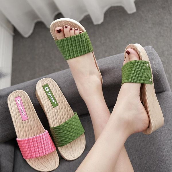 

slippers women summer beach sandals outdoor indoor casual home open toe soft slides ladies flat mid heel platform flip flops, Black