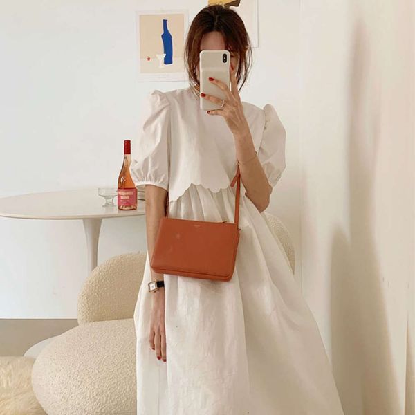 

casual dresses dress women clothessouth korea summer reduced age round neck fake two pieces design feeling loose and versatile bubble sleeve, Black;gray