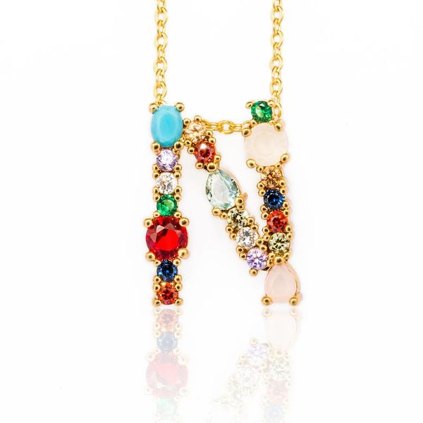 

pendant necklaces women alphabet necklace fashion gold letter m-r micro pave cubic zirconia jewelry for mother day gifts, Silver