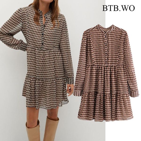 

btb.wo dress women fashion ruffled mini vintage lapel collar long sleeve button-up female dresses vestidos mujer casual, Black;gray
