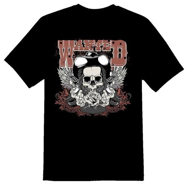 

wanted cowboy skull black or white tee, White;black