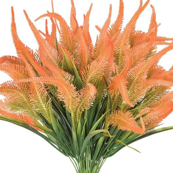 

decorative flowers & wreaths artificial fake flowers, 6 bundles faux plastic greenery foliage plants shrubs for garden, wedding, outside