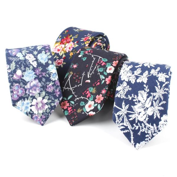 

bow ties 6cm cotton necktie men's floral printed narrow leisure business wedding gravatas para homens, Black;gray