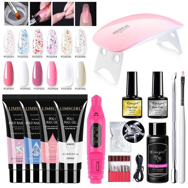 

nail art kits limegirl poly uv gel kit fast building builder set base coat slip solution drill brush manicure extensions