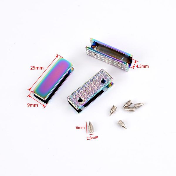 

bag parts & accessories rainbow color strap ends, 1inch rope ends with screw, Black