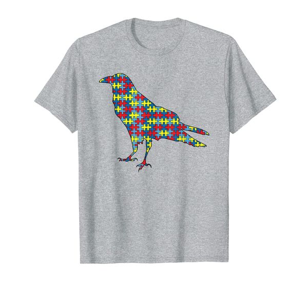 

crow autism awareness kids raven bird puzzle day mom gift t-shirt, White;black