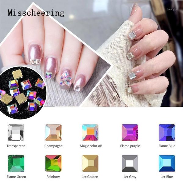 

10pcs flatback square crystal 3d nail art decorations 4mm*4mm charm shiny rhinestone jewelry diy manicure design accessory1, Silver;gold