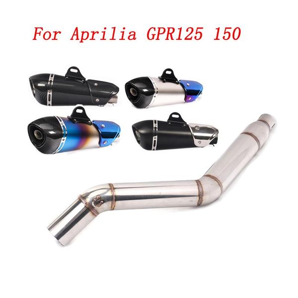 

motorcycle exhaust system slip on middle link pipe and 51mm muffler stainless steel for aprilia gpr125 150