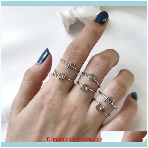 

jewelryreal 925 sterling sier minimalist 26 letter unique design openwork ring for fashion women trendy jewelry gift cluster rings drop deli, Golden;silver