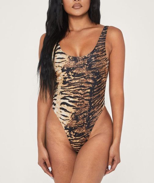 

one-piece suits animal print one piece swimsuit female 2021 backless push up swimwear women high cut bathing suit beach monokini