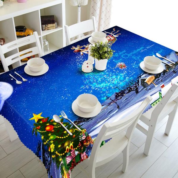 

custom christmas tree 3d pattern table cloth dustproof thick polyester cotton rectangular home wedding outdoor tablecloth