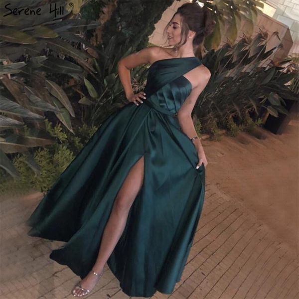 

party dresses green one shoulder satin evening 2021 sleeveless ruched simple gowns long serene hill la70204, White;black