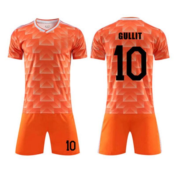 

retro classic 1988 netherlands soccer jerseys sets tracksuits van basten gullit rijkaard holland 88 football shirt with shorts, Black