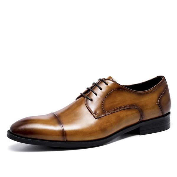 

classic style men oxford shoes brogue genuine leather black brown lace up formal wedding office dress