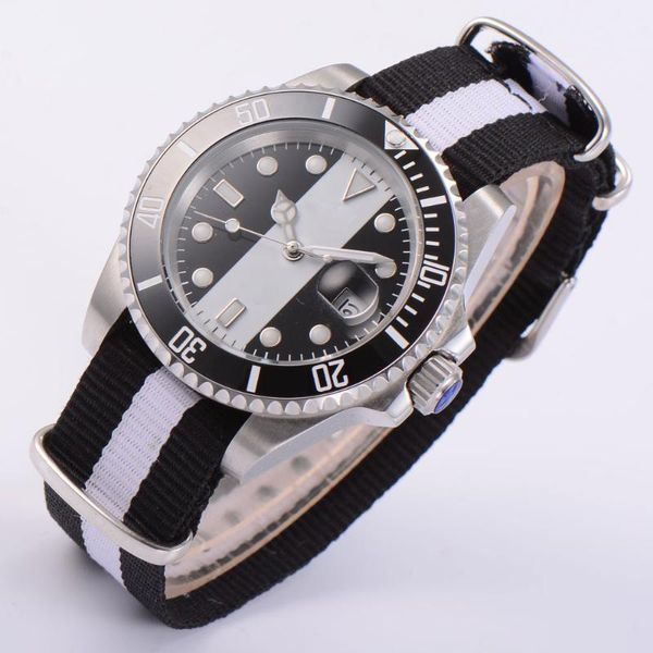 

wristwatches 40mm sterile dial date sapphire glass ceramic bezel seeing case back miyota 8215 automatic men's wristwatch, Slivery;brown