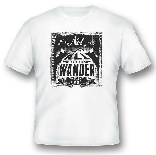 

not all those who wander are lost black or white tee shirt, White;black