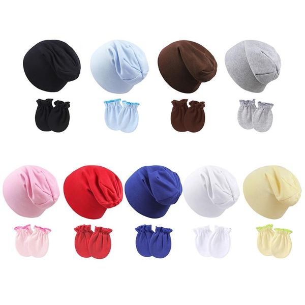 

caps & hats baby infants anti scratching cotton gloves+warm slouchy skullcap hat set born mittens beanies cap kit, Yellow