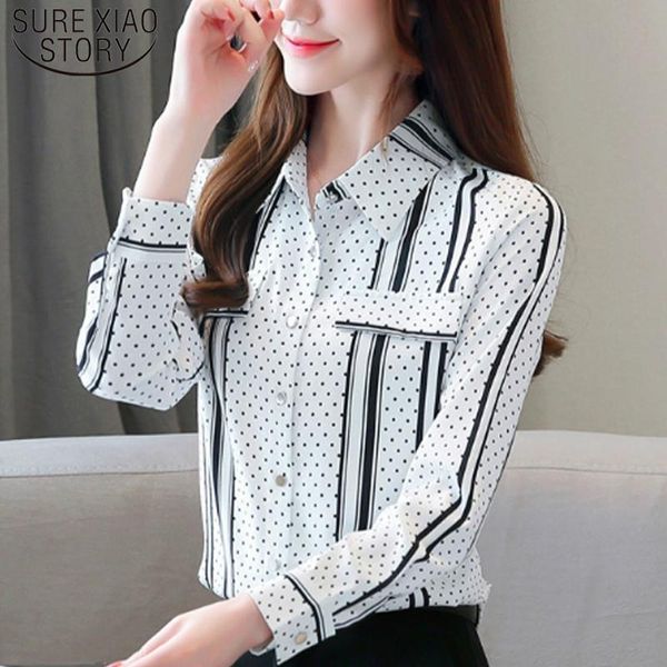 

fashion black plus size striped women blouse shirt ol long sleeve cardigan polka dot blusas mujer 6625 50 women's blouses & shirts, White
