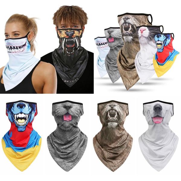 

cycling caps & masks 3d animal printed neck tube scarf with ear loops multi use hiking windproof face mask ski halloween costume bandana, Black