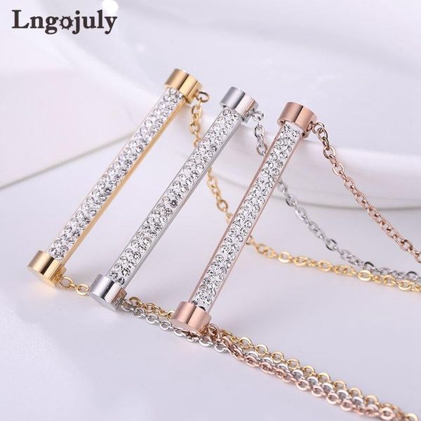 

pendant necklaces titanium steel zirconia for women anniversary engagement wedding necklace accessoeries jewelry gift wholesale, Silver