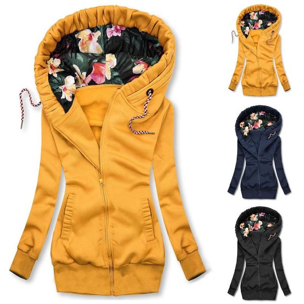 

women's jackets autumn winter fashion women bomber jacket pocket zipper floral hooded wear outwear vintage windbreaker famale coat, Black;brown