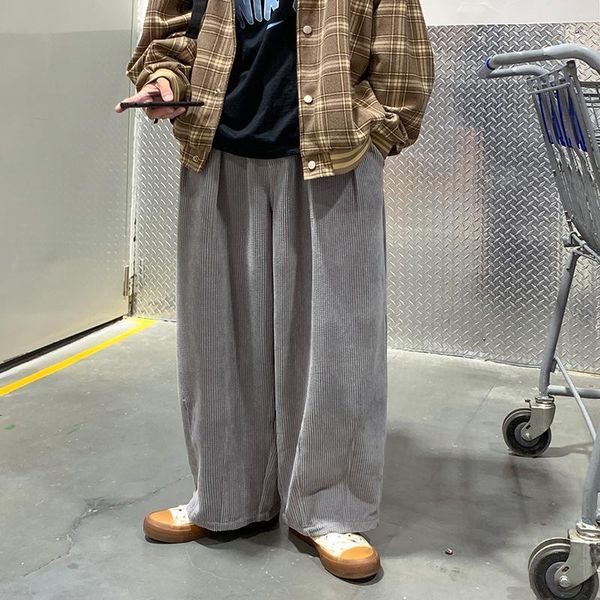 

men's pants autumn oversized corduroy men fashion retro casual streetwear loose hip-hop wide-leg mens trousers m-2xl, Black