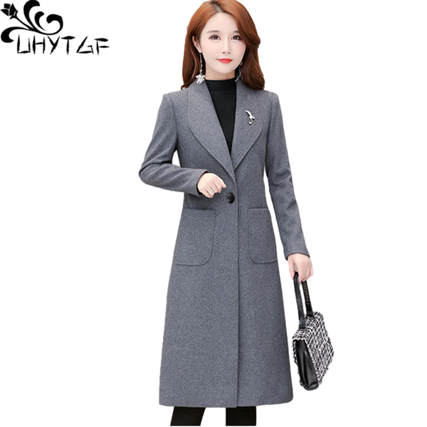 

high-end double-sided woolen autumn winter jacket women mid-length slim plus size coat lapel elegant female outerwear1450 women's wool, Black