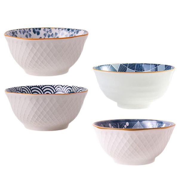 

bowls 4pcs japanese style ceramic soup rice ramen (assorted color)