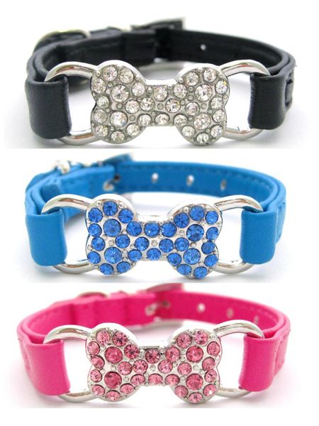 

dog collar pink with blingy bone pet animal cat faux leather collars gift & leashes
