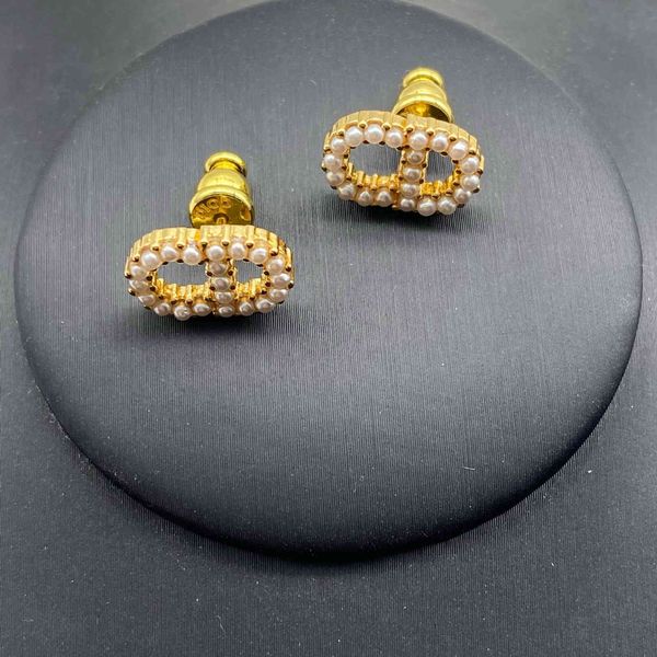 

letter pearl earrings, Golden