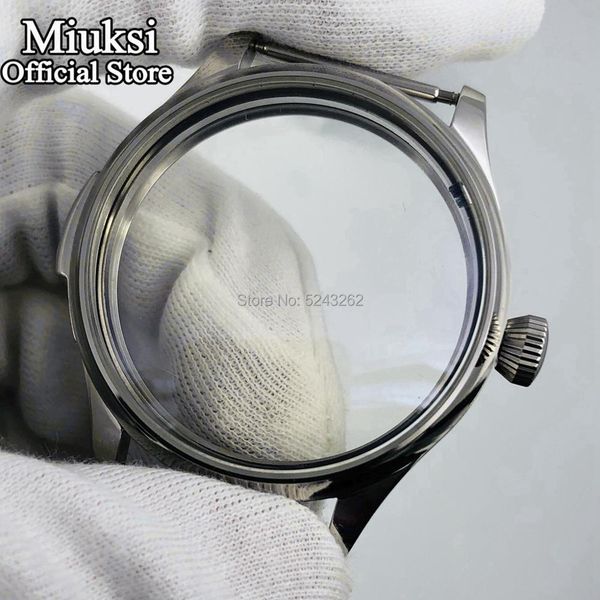 

44mm 316l stainless steel silver watch case fit eta 6497 or 6498,sea gull st3600/st3620 hand winding movement, Black;blue