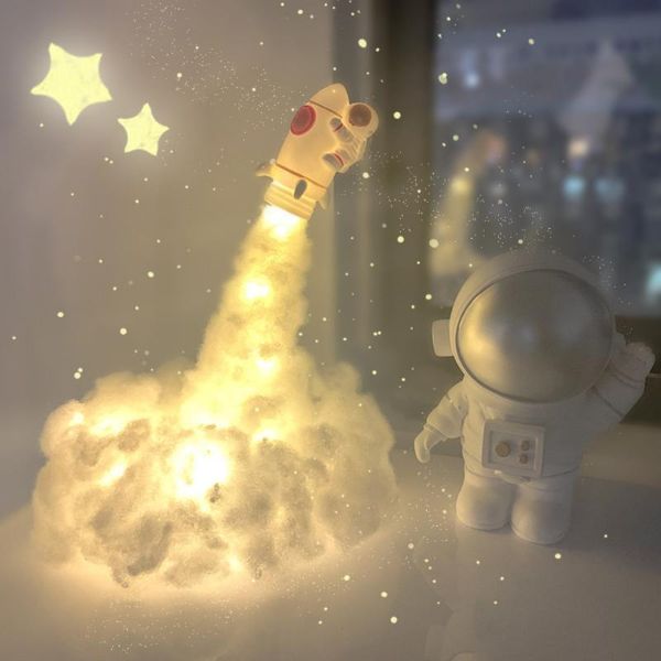 

night lights 3d printed rocket lamp led colorful clouds astronaut with usb rechargeable kids light creative gift home decoration