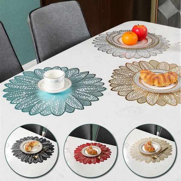 

mats & pads 1pc sunflower pattern western cushion pvc bronzing hollow placemat antisliptable mat household kitchen heat insulation