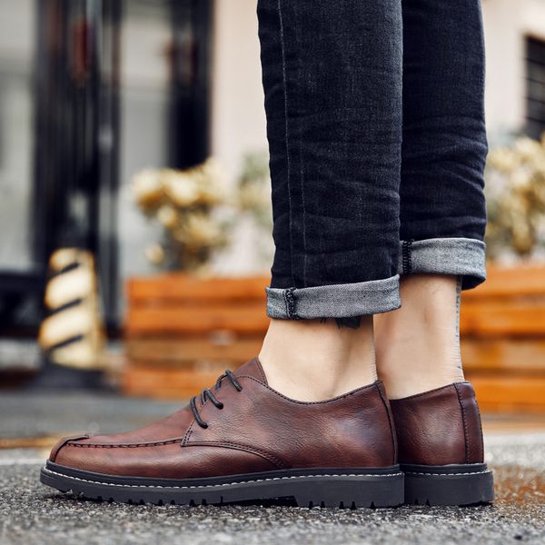 

2021 fashion men dress shoes formal business leather shoe korean trendy british style black brown khaki size 38-44 code 66-1717