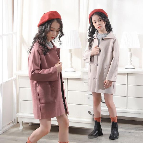 Jacken Kinderkleidung Mädchen Mantel Kinder Wolltuch 2021 Plus verdicken warme Winter Herbst StrickjackeﾠBaumwolle Teen Schule Outwear