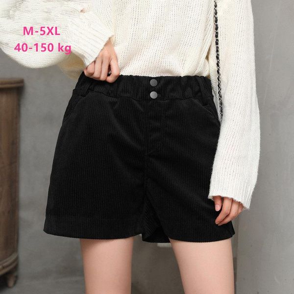 

women's shorts 2021 brand corduroy short pants women plus size loose striped wide leg femme black red grey yellow 5xl, White;black
