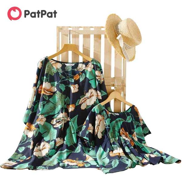 

arrival summer plant leaf print cover up for mommy and me 210528, Blue