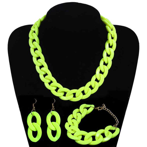 

necklaces pendants fashion acrylic long chain bohemian chunky plastic choker collar pendant for women bijoux accessories, Silver